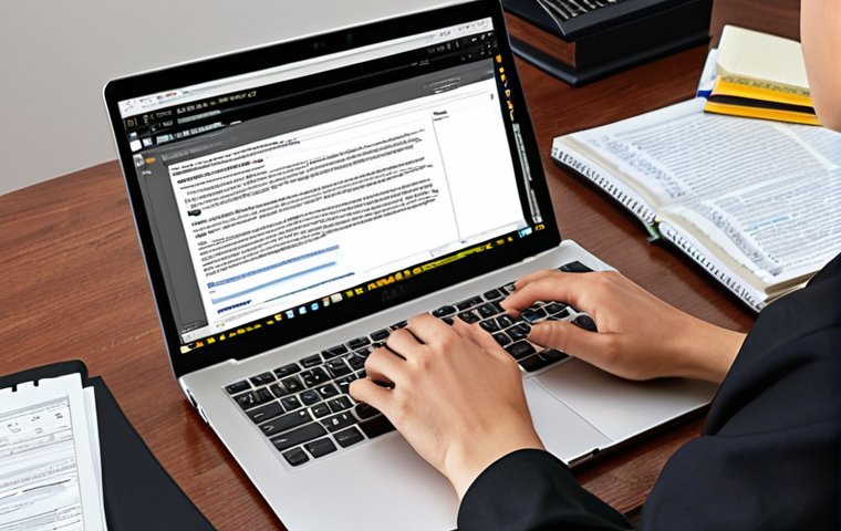 **Online law course:** A student studying diligently at a laptop, surrounded by digital notes and online study materials. The screen displays a lecture by a legal expert.