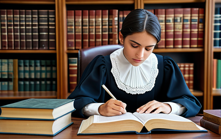 변호사 자격 취득을 위한 장학금 정보 - Focused Law Student**

A diligent law student, fully clothed in modest attire suitable for study, co...