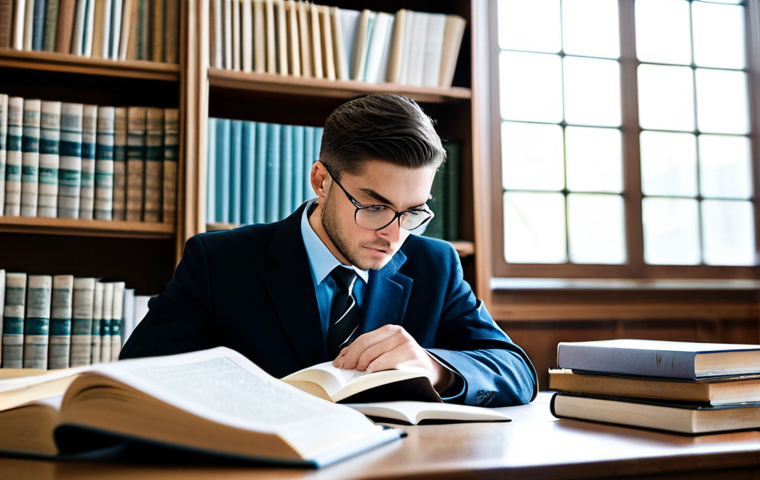 변호사 시험 공부 시 필수 체크리스트 - **
"A law student diligently studying legal concepts, surrounded by textbooks and notes, in a well-...