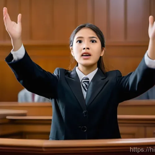 Home 25 변호사 시험을 대비한 모의 법정 체험 - **Prompt 1: Confident Mock Court Advocate**
"A young, determined law student, dressed in sharp, ...