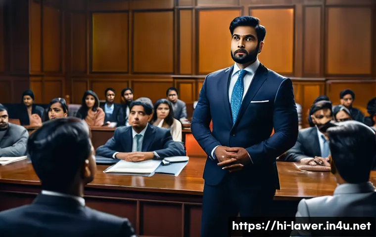 변호사 자격증 활용 후 변호사로서 성장 방법 - A professional Indian lawyer in a modern courtroom setting, wearing formal attire including a well-f...