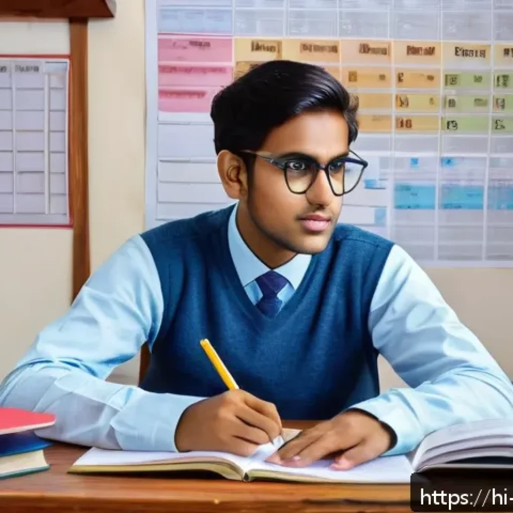 변호사 시험 일정과 준비 전략 - A focused Indian student sitting at a wooden study desk in a cozy room decorated with traditional In...